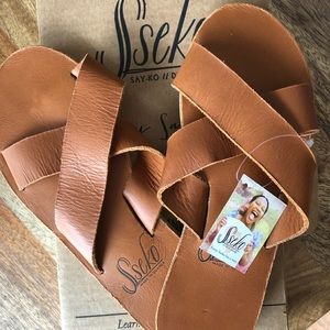 Sseko Caramel Crossover Slides
